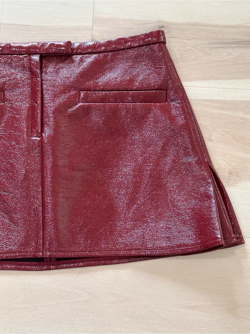Courrges Vinyl A-Line Mini Skirt Glossy Finish Sleek Space-Age Aesthetic View 5